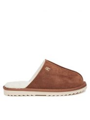 Tommy Hilfiger Kapcie FW0FW08396 Brązowy. Brązowe kapcie damskie Tommy Hilfiger, bez wzorów, ze skóry. Za 299.99 zł.