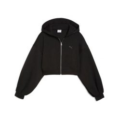 Damska bluza z kapturem full zip Puma Cropped. Czarne bluzy damskie Puma, l, bez wzorów, z dresówki, z kapturem. Za 272.00 zł.