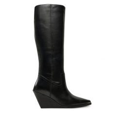 Kozaki Bronx. Czarne kozaki damskie Bronx, bez obcasa, na koturnie. Za 589.99 zł.