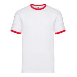 Męska Koszulka Ringer 160. Białe koszulki sportowe męskie Fruit of the Loom, m, bez wzorów, bez kołnierzyka, bez ramiączek, trekkingowe. Za 43.99 zł.