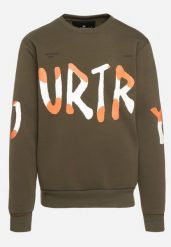 Zielona Bluza z Bawełną Ozdobiona Nadrukiem z Napisem Vaiora. Zielone bluzy męskie Born2be, l, bez wzorów, z bawełny, bez kaptura. Za 59.99 zł.
