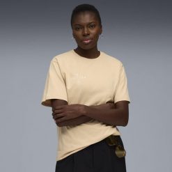 Damska koszulka piłkarska FtblEdition PUMA. Brązowe koszulki sportowe damskie Puma, bez wzorów, bez kołnierzyka, bez ramiączek, do piłki nożnej. Za 129.00 zł.