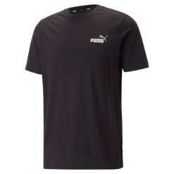 Koszulka sportowa męska Puma ESS+ 2 COL SMALL LOGO z krótkim rękawem. Czarne koszulki sportowe męskie Puma, m, bez wzorów, z bawełny, bez kołnierzyka, bez ramiączek, trekkingowe. Za 139.00 zł.