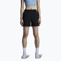 Spodenki do biegania damskie On 5" Core. Czarne szorty sportowe damskie On, l, bez wzorów, z elastanu, do biegania. Za 239.99 zł.