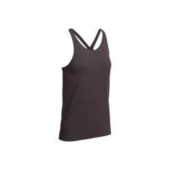Koszulka bezszwowa Yoga+. Czarne koszulki sportowe damskie DOMYOS, ze skóry, bez rękawów. Za 39.99 zł.