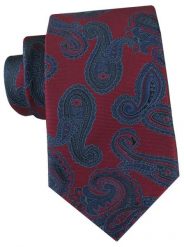 Bordowy Krawat z Dużym, Granatowym Wzorem Paisley - Alties. Czerwone krawaty i muchy Alties, bez wzorów, z tkaniny, eleganckie. Za 55.00 zł.