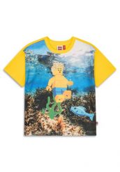 Koszulka Chłopięca LEGO Taj218 Żółta. Czarne t-shirty dla chłopców LEGO, z aplikacjami, z bawełny, bez ramiączek. Za 62.99 zł.