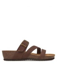 Geox Klapki D New Sthellae D551AA 00032 C6009 Brązowy. Brązowe klapki damskie Geox, bez wzorów, z nubiku, bez obcasa. Za 239.99 zł.