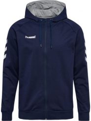 Bluza z kapturem sportowa męska Hummel Go Cotton Zip Hoodie. Białe bluzy męskie Hummel, m, bez wzorów, z bawełny, z kapturem, na golfa. Za 98.00 zł.