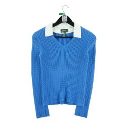 Second life - Damski niebieski sweter - Stan bardzo dobry. Niebieskie swetry damskie Ralph Lauren, bez wzorów, bez kołnierzyka, bez ramiączek, bez kaptura. Za 136.28 zł.
