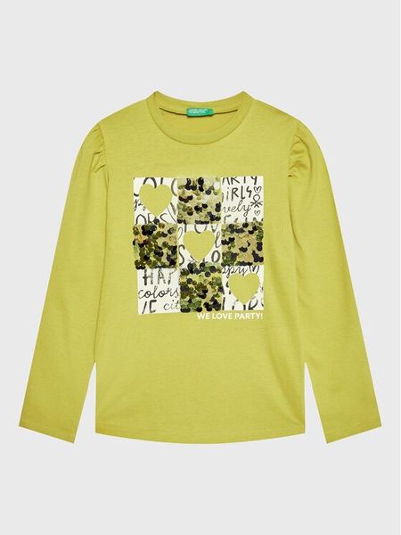 United Colors Of Benetton Bluzka 3YN4C108T Zielony Regular Fit. Zielone bluzki dla dziewczynek United Colors Of Benetton, bez wzorów, z bawełny, bez ramiączek. Za 89.00 zł.
