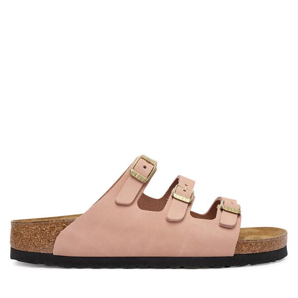 Klapki Birkenstock. Czerwone klapki damskie Birkenstock, bez wzorów, bez obcasa. Za 432.99 zł.