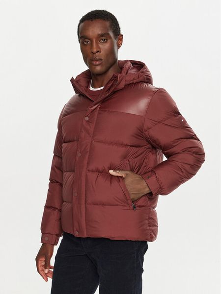 Tommy Hilfiger Kurtka puchowa MW0MW36569 Bordowy Regular Fit. Czerwone kurtki męskie Tommy Hilfiger, m, bez wzorów, z puchu, bez kaptura. Za 1,699.00 zł.