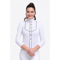 Koszulka do zawodów jeździeckich damska GENTLE RIVER. Białe t-shirty i topy dla dziewczynek CAVALLIERA, bez wzorów, bez ramiączek. W wyprzedaży za 255.00 zł.