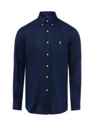 Polo Ralph Lauren koszula lniana Mężczyźni Regular Fit len niebieski, L. Niebieskie koszule męskie Polo Ralph Lauren, l, bez wzorów, ze lnu, eleganckie, bez kołnierzyka, bez ramiączek. Za 599.95 zł.