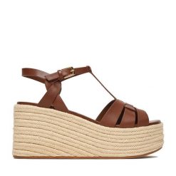 Espadryle Badura. Brązowe sandały damskie Badura, bez wzorów, bez obcasa, bez zapięcia. Za 379.99 zł.