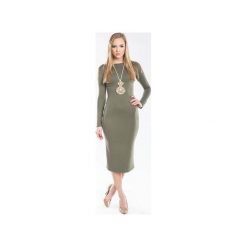 Dopasowana sukienka w kolorze khaki SL2148. Sukienki damskie marki Soleil. Za 98.00 zł.