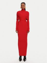Balmain Sukienka wieczorowa DF0RR835KH70 Czerwony Slim Fit. Czerwone sukienki damskie Balmain, bez wzorów, z wiskozy, wizytowe, bez kołnierzyka, bez ramiączek. Za 12,849.00 zł.