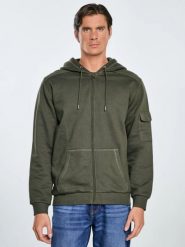 Bluza męska rozpinana z kapturem khaki Jagmur 303. Zielone bluzy męskie Big Star, l, bez wzorów, z dzianiny, z kapturem. Za 249.99 zł.