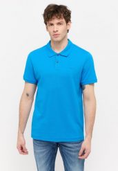 MĘSKA KOSZULKA POLO MUSTANG Palco French Blue 1015065 5177. Niebieskie koszulki polo męskie Mustang, m, bez wzorów, bez ramiączek. Za 99.99 zł.