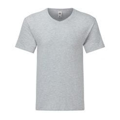Męska Koszulka Iconic 150 Heather V Neck. Szare koszulki sportowe damskie Fruit of the Loom, m, bez wzorów, bez kołnierzyka, bez ramiączek, trekkingowe. Za 46.99 zł.