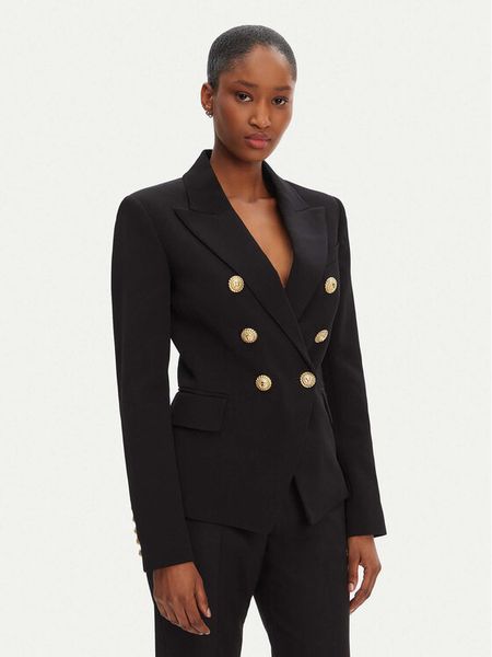 Balmain Marynarka DF1SG008VB00 Czarny Regular Fit. Czarne żakiety damskie Balmain, bez wzorów, z wiskozy. Za 8,099.00 zł.