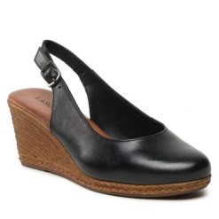 Sandały Lasocki. Czarne klapki damskie Lasocki, bez wzorów, bez obcasa, na koturnie, bez zapięcia. Za 113.99 zł.