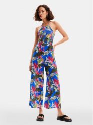 Desigual Kombinezon Tropical Party 24SWMW22 Kolorowy Regular Fit. Sukienki damskie Desigual, na imprezę, s, bez wzorów, z wiskozy, bez kołnierzyka, bez ramiączek. Za 269.99 zł.