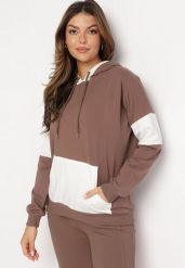 Brązowa Bawełniana Bluza z Kapturem Aneksa. Brązowe bluzy damskie Born2be, bez wzorów, z bawełny, z kapturem. Za 64.99 zł.