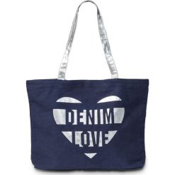 Torba shopper z kanwy bonprix ciemnoniebiesko-srebrny kolor. Niebieskie torebki shopper damskie bonprix. Za 37.99 zł.