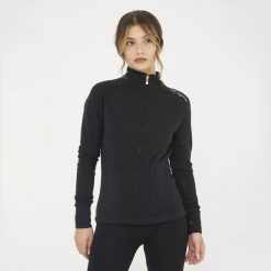 Damska Bluza Treningowa Dafne z Kapturem i Zamkiem Czarna. Czarne bluzy damskie Legea, m, bez wzorów, z bawełny, bez kaptura. Za 96.00 zł.