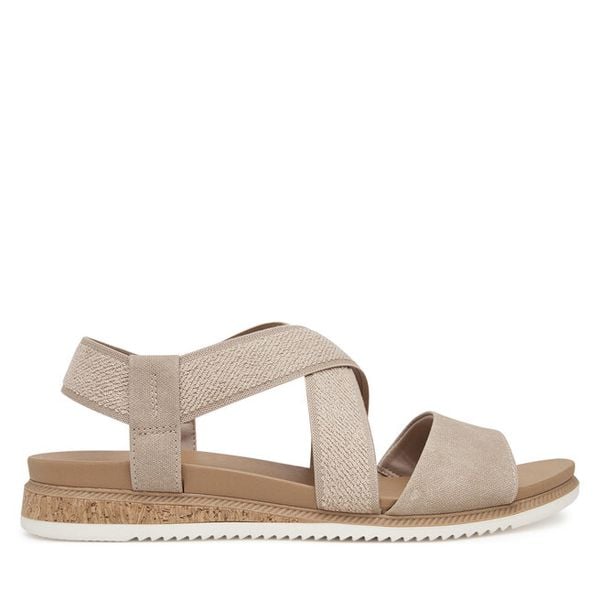 Sandały Skechers. Brązowe sandały damskie Skechers, bez wzorów, bez obcasa, na płaskiej podeszwie, bez zapięcia. Za 139.99 zł.