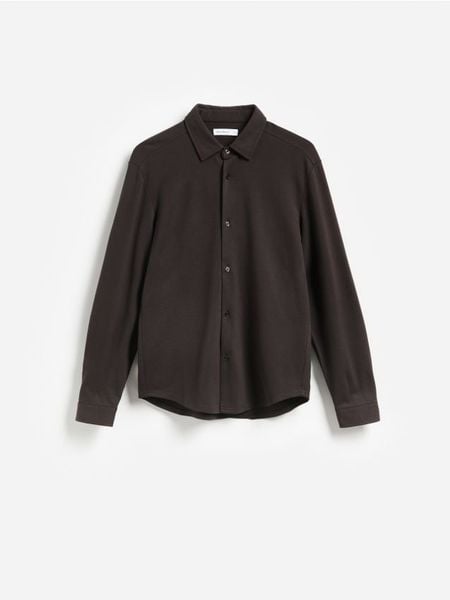 Koszula regular fit z wiskozą - zielony. Zielone koszule męskie Reserved, l, bez wzorów, z dzianiny, bez kołnierzyka, bez ramiączek. Za 129.99 zł.