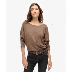 Koszulka z długim rękawem z dzianiny. Brązowe t-shirty damskie Superdry., bez wzorów, z dzianiny, eleganckie, bez kołnierzyka. Za 124.50 zł.