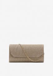 Złota Metaliczna Torebka Kopertówka na Ramię Lunke. Żółte kopertówki damskie Renee, bez wzorów, z materiału, eleganckie, na ramię, bez dodatków. Za 59.99 zł.