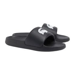 Klapki Lacoste Model Serve Slide 1.0 Kolor Czarny. Czarne klapki męskie Lacoste, z materiału. Za 209.05 zł.