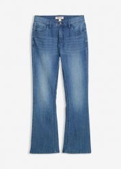 Dżinsy o kroju bootcut, low waist. Niebieskie jeansy dla dziewczynek bonprix, z denimu, eleganckie. Za 109.99 zł.