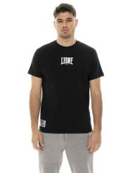 Męska koszulka bokserska z krótkim rękawem. Czarne koszulki sportowe męskie LEONE 1947 APPAREL, m, bez wzorów, bez kołnierzyka, bez ramiączek, na fitness i siłownię. Za 176.82 zł.