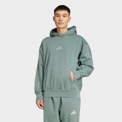 Bluza polarowa z kapturem z efektem sprania ADIDAS ALL SZN. Zielone bluzy męskie Adidas, xl, bez wzorów, z bawełny, z kapturem. Za 309.99 zł.