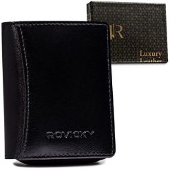 Portfel skórzany Rovicky R-RD-34-GCL Blac czarny. Czarne portfele damskie ROVICKY, bez wzorów, ze skóry. Za 51.99 zł.