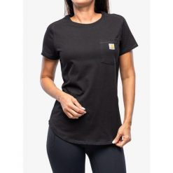 Koszulka damska Carhartt Midweight S/S Pocket T-Shirt. Czarne koszulki sportowe damskie Carhartt, s, bez wzorów, bez kołnierzyka, bez ramiączek. Za 114.99 zł.
