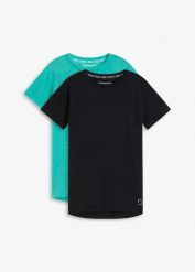 T-shirt sportowy (2 szt.), szybkoschnący. Czerwone koszulki sportowe damskie bonprix, bez wzorów, bez kołnierzyka, bez ramiączek. Za 109.99 zł.