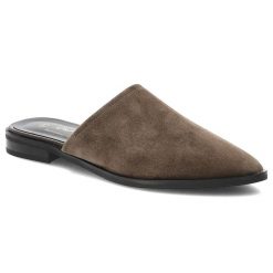 Klapki damskie S.Barski, cholewka ze skóry naturalnej zamszowej wsuwany fason z zabudowanym przodem, zielone, JC61-1004. Zielone klapki damskie S.BARSKI, bez wzorów, ze skóry, bez obcasa, na płaskiej podeszwie, bez zapięcia. Za 239.00 zł.