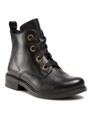 Lasocki Trzewiki RST-TULIA-23 Czarny. Czarne botki damskie Lasocki, ze skóry, bez obcasa, na płaskiej podeszwie, bez zapięcia. Za 229.99 zł.