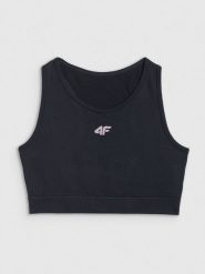 4F Crop top sportowy bezszwowy dziewczęcy - czarny 152/158 (11-13 lat). Czarne t-shirty i topy dla dziewczynek 4f, bez wzorów, z materiału, bez ramiączek. Za 59.99 zł.