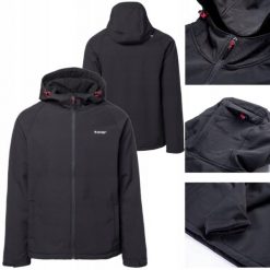 Kurtka męska Hi-tec Neti II softshell. Czarne kurtki sportowe męskie Hi-tec, m, bez wzorów, z softshellu, trekkingowe. Za 241.64 zł.