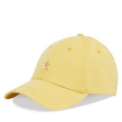 Czapka z daszkiem Tommy Hilfiger. Żółte czapki i kapelusze damskie Tommy Hilfiger, bez wzorów. Za 119.99 zł.