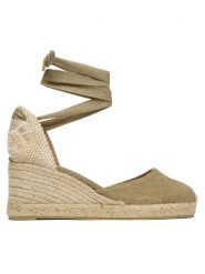 Castañer Espadryle Carina 21644 Zielony. Zielone sandały damskie Castañer, bez wzorów, z materiału, bez obcasa, bez zapięcia. Za 589.99 zł.