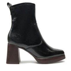Botki Tamaris. Czarne botki damskie Tamaris, bez obcasa, na słupku, bez zapięcia. Za 339.99 zł.
