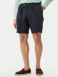 BOSS Szorty materiałowe H-Perin 50561858 Granatowy Tapered Fit. Niebieskie szorty męskie Boss, m, bez wzorów, ze lnu. Za 799.99 zł.